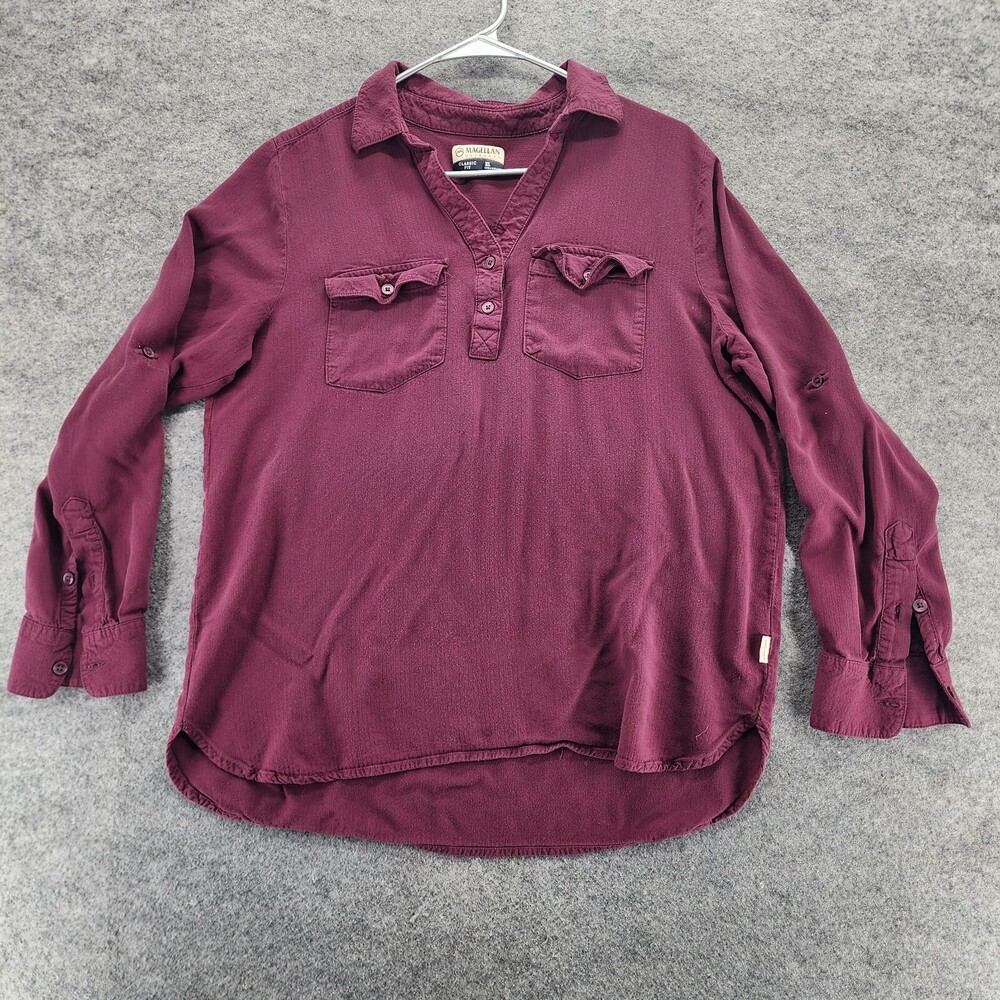 Magellan Polo Shirt Womens Extra Large Long Sleeve Red Classic Fit